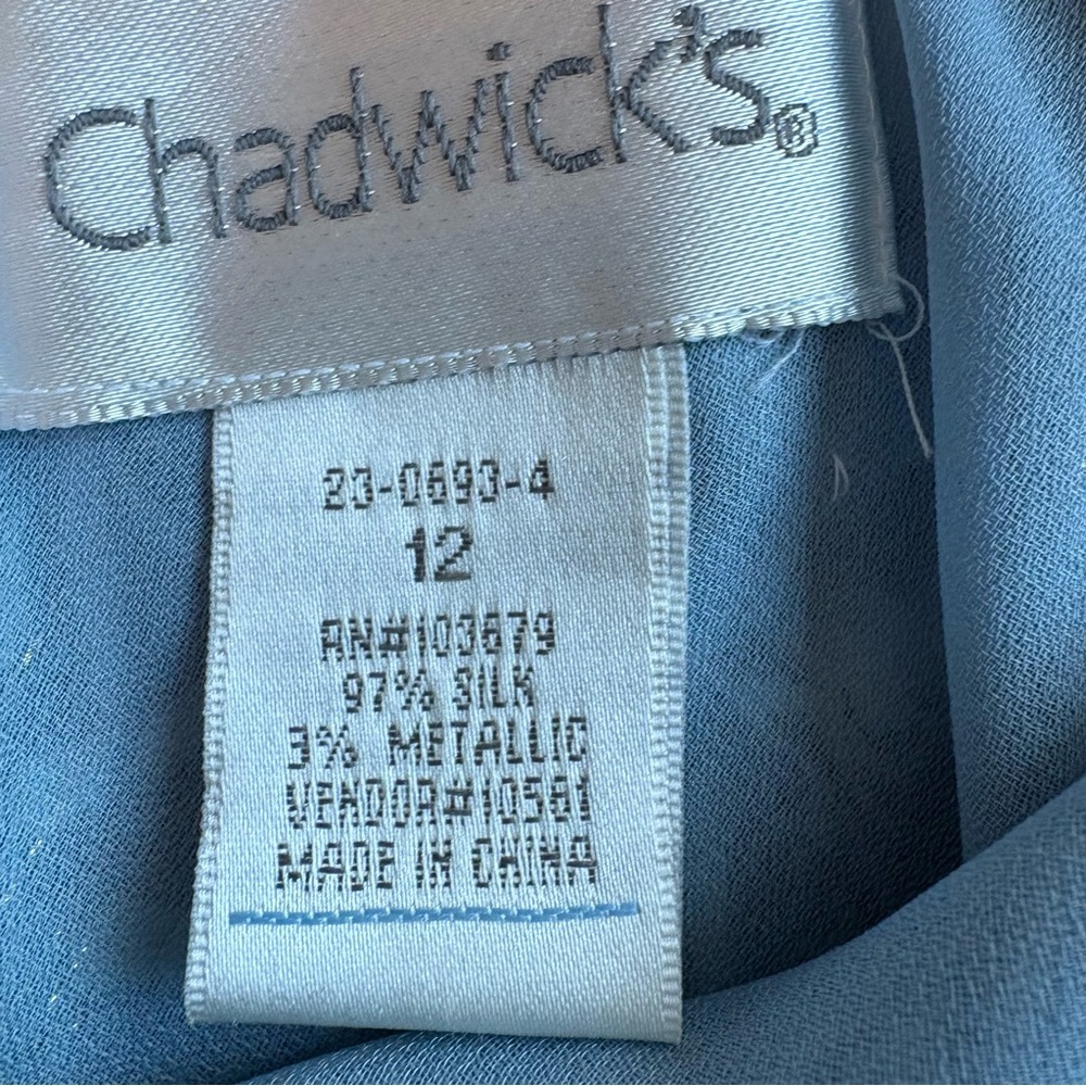 VTG Chadwick’s Silk A-Line Skirt Sz 12 Blue Gold Metallic Abstract Art To Wear - Picture 2 of 14